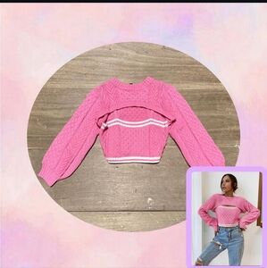 Stiple cable knit 2 in 1 sweater